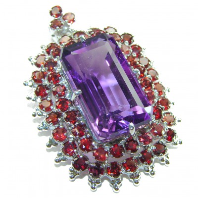 Mademoiselle - Vintage Design 32.4 CARAT authentic Amethyst .925 Sterling Silver handcrafted Pendant