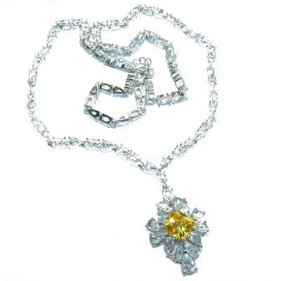 60.5 carat fancy cut Authentic Yellow Sapphire .925 Sterling Silver handcrafted Statement Necklace