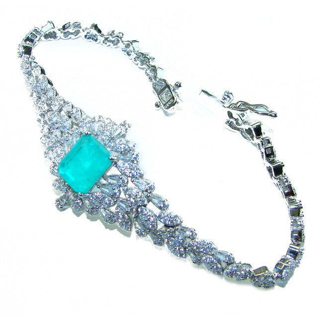 Beauty of Nature - natural 8.5 carat Emerald .925 Sterling Silver handmade Statement Bracelet