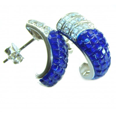 Blue Royalty 7.2 carat Sapphire .925 Sterling Silver .925 Sterling Silver Statement earrings