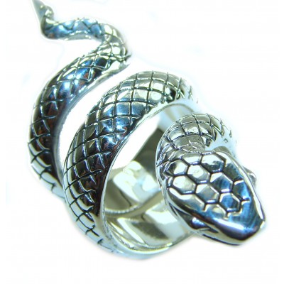 Large Boa Snake .925 Sterling Silver handcrafted Statement SPINAL Ring size 7