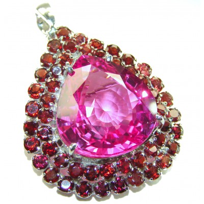 Penelope - 19.5 carat Pink Sapphire .925 Sterling Silver handmade Pendant Brooch
