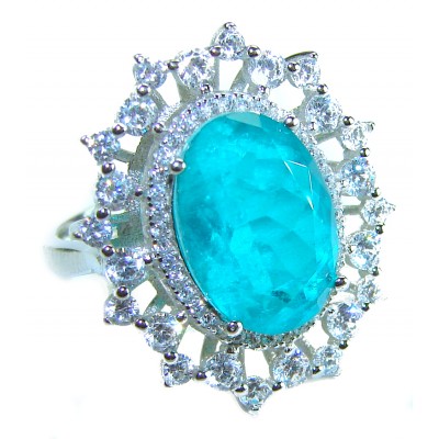 Born to Glam authentic 9.8 carat Colombian Emerald .925 Sterling Silver handcrafted Statement Ring size 6 1/2