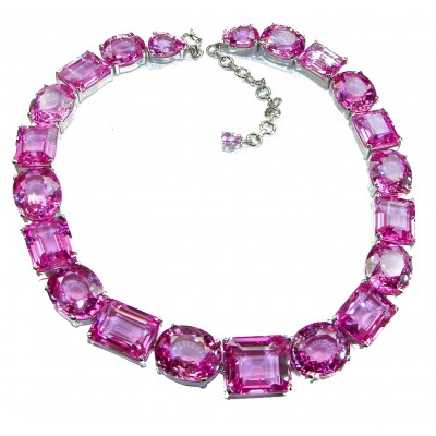 Tiffany - Magnificent Pink 284.5 carat Pink Sapphire .925 Sterling Silver handcrafted Large Statement necklace, 205.8 grams
