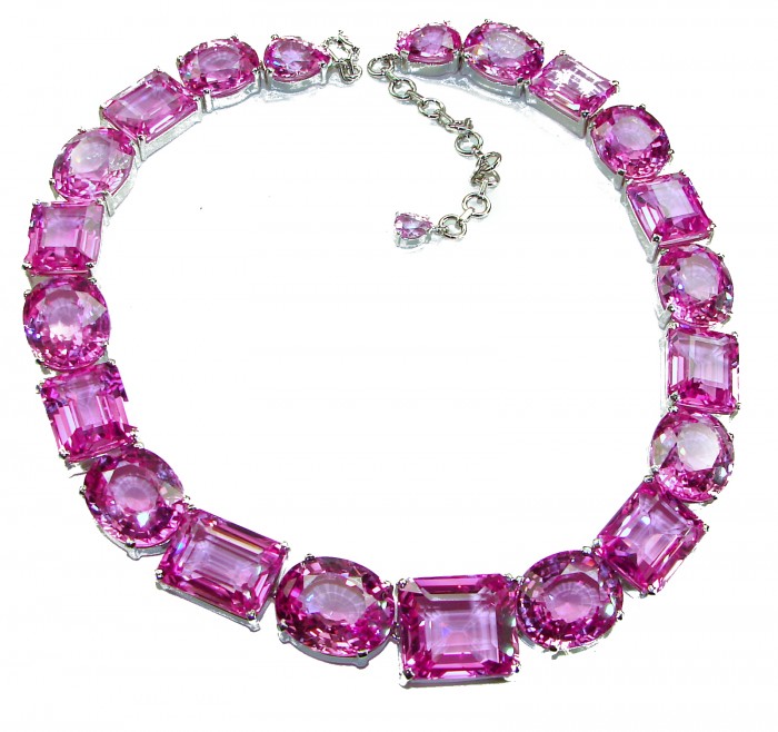 Tiffany - Magnificent Pink 284.5 carat Pink Sapphire .925 Sterling Silver handcrafted Large Statement necklace, 205.8 grams