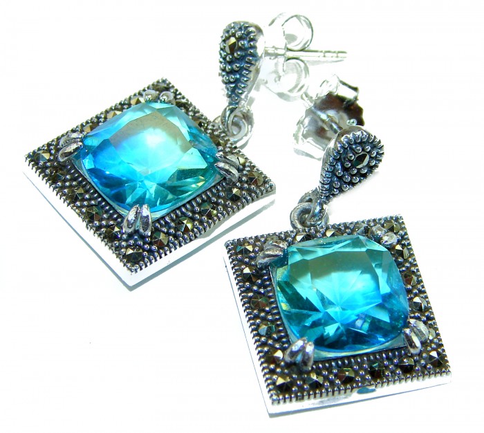 Divine Beauty 9.5 carat Aquamarine .925 Sterling Silver Handcrafted Earrings