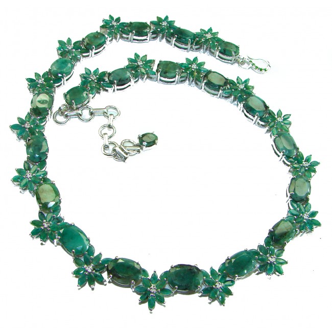 Born to Glam authentic 272.9 carat Colombian Emerald .925 Sterling Silver handcrafted Statement necklace