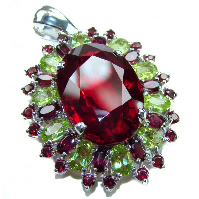 Victorian style 28.5 carat Authentic Ruby .925 Sterling Silver handcrafted Pendant