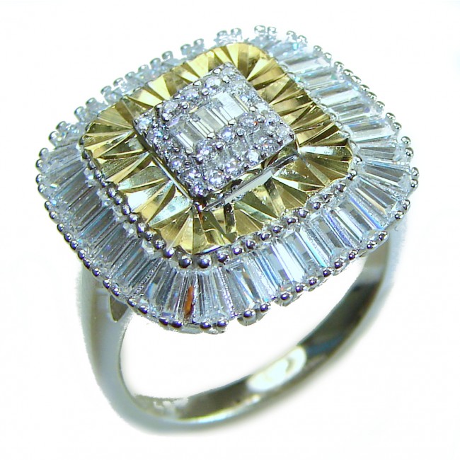 Art Deco 15.2 carat White Topaz .925 Silver handcrafted Cocktail Ring s. 8 1/4