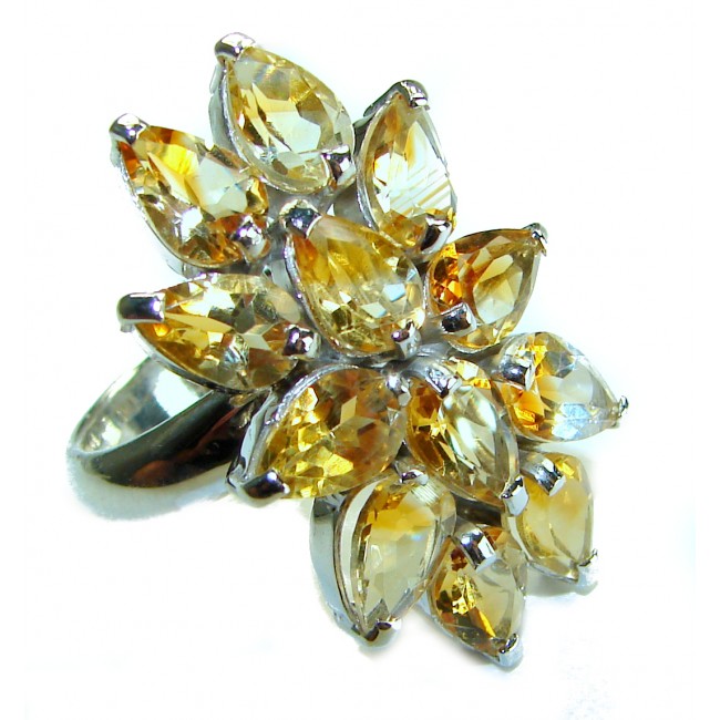 Maria - Magnificent 29.5 carat Golden - yellow Montana Sapphire .925 Sterling Silver handcrafted Ring size 8