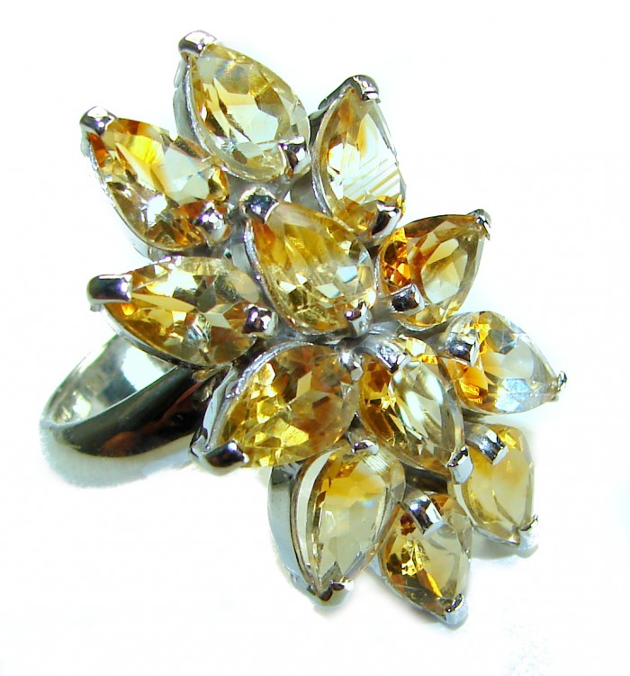 Maria - Magnificent 29.5 carat Golden - yellow Montana Sapphire .925 Sterling Silver handcrafted Ring size 8