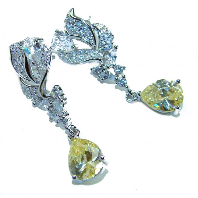 Authentic 4.5 carat Citrine .925 Sterling Silver brilliantly handcrafted earrings