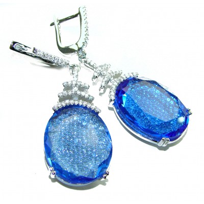 Pacifica 18.5 carat authentic Blue Topaz .925 Sterling Silver Handcrafted Earrings