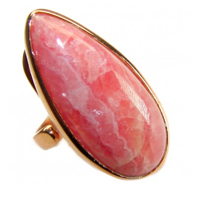 Strawberry Fields - 18.8 CARAT Argentinian Rhodochrosite 18K Gold over .925 Sterling Silver handmade ring size 7