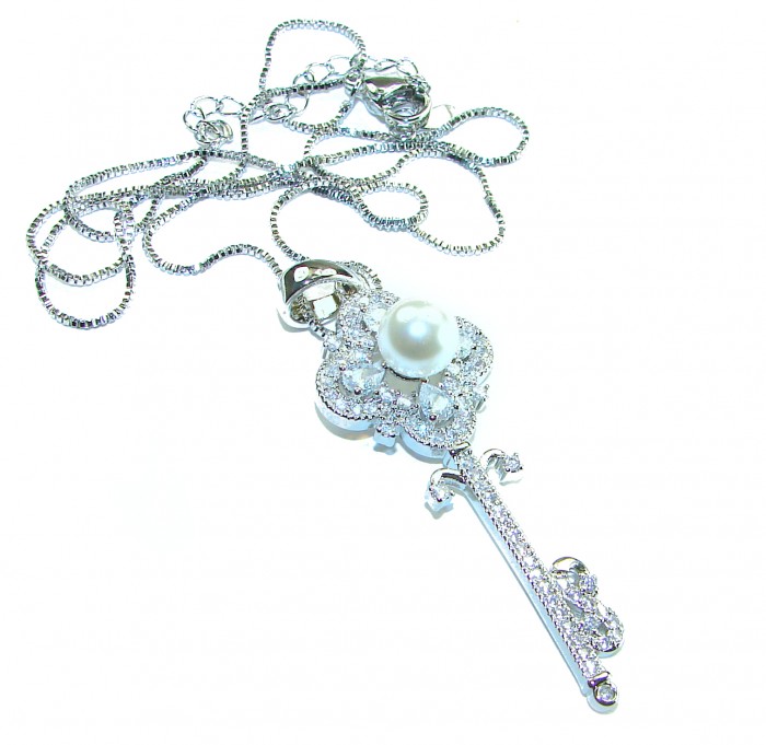 Magic Key- pearl .925 Sterling Silver handcrafted necklace