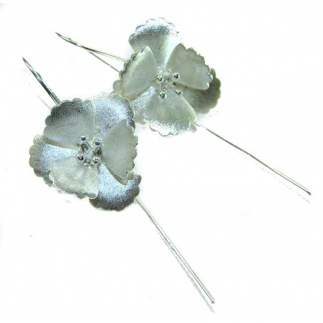 Silver Flowers Italy made .925 Sterling Silver Earrings