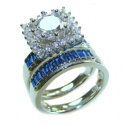 Extravaganza 5.6 carat Emerald .925 Sterling Silver brilliantly handcrafted stack up ring s. 6