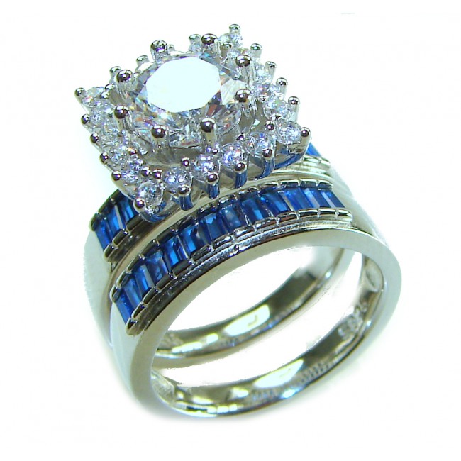 Extravaganza 5.6 carat Emerald .925 Sterling Silver brilliantly handcrafted stack up ring s. 6