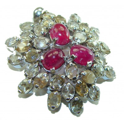 Deluxe 29.2 carat Ruby yellow Sapphire .925 Sterling Silver handmade Pendant