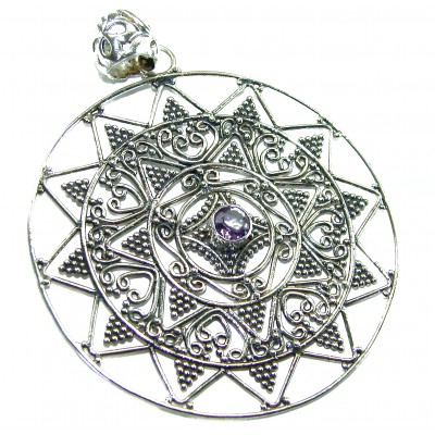 Vintage Design 12.4 CARAT Amethyst 18K Gold over .925 Sterling Silver handcrafted Pendant
