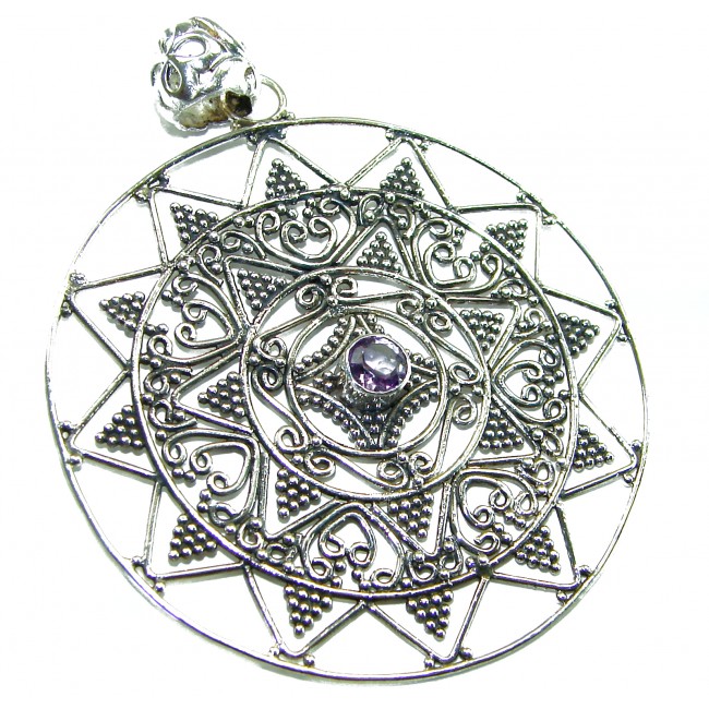 Vintage Design 12.4 CARAT Amethyst 18K Gold over .925 Sterling Silver handcrafted Pendant