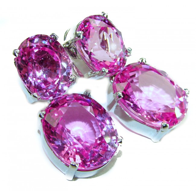 Tiffany - Magnificent Pink 45.5 carat Pink Sapphire .925 Sterling Silver handcrafted Earrings