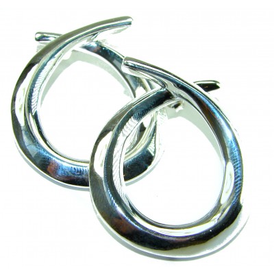 Large 1 5/8 inches long highly polished .925 Sterling Silver Italy made Earrings