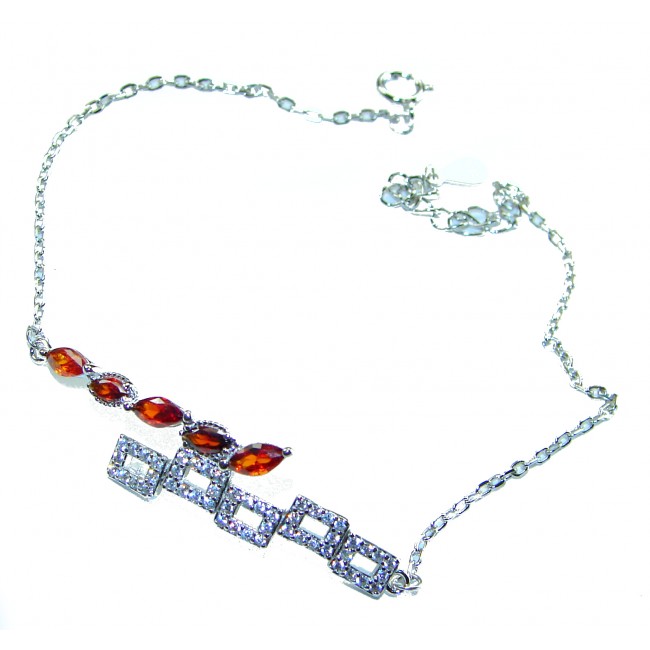 Solid authentic 5.5 CARAT GARNET .925 Sterling Silver handcrafted bracelet