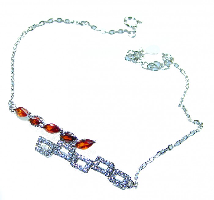 Solid authentic 5.5 CARAT GARNET .925 Sterling Silver handcrafted bracelet