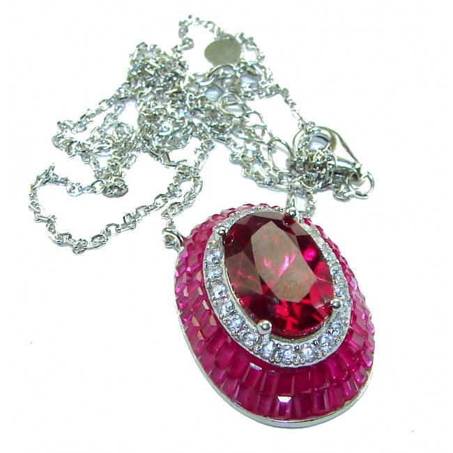 Art Deco - Luxurious natural 10.5 carat Ruby .925 Sterling Silver handmade Statement necklace