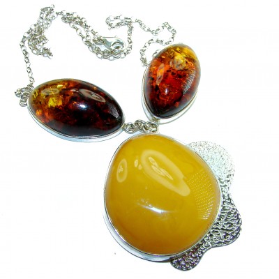 Rare Creation - natural Baltic Amber .925 Sterling Silver handcrafted necklace