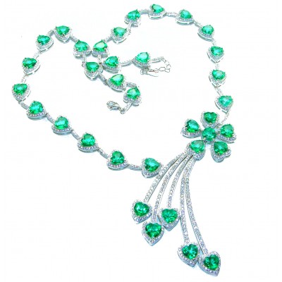 Exceptional - Green Hearts - 155.7 carat Peridot .925 Sterling Silver luxuriously Handcrafted Statement necklace