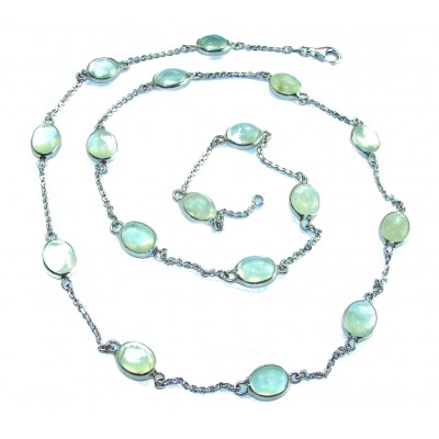 New Universe - Genuine Moss Prehnite .925 Sterling Silver handmade 26 inches long necklace