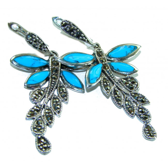 Butterflies Turquoise Marcasite .925 Sterling Silver Handcrafted earrings