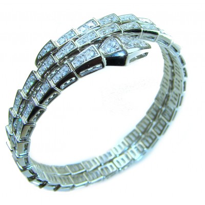 Precious Snake Genuine 55.5 carat White Topaz .925 Sterling Silver handcrafted spinal Bracelet