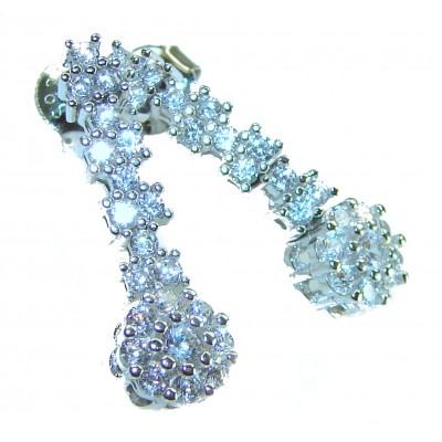 Art Deco 5.2 carat White Topaz .925 Sterling Silver handcrafted earrings