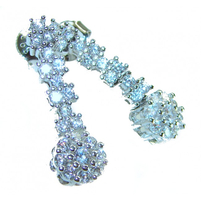 Art Deco 5.2 carat White Topaz .925 Sterling Silver handcrafted earrings