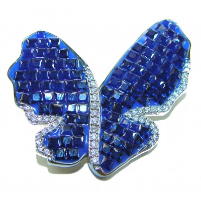 Butterfly - Vintage Design - 27.2 carat Sapphire .925 Sterling Silver handcrafted Brooch