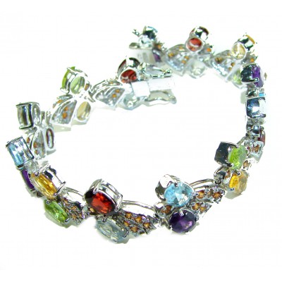 One of the kind 48.5 carat genuine Multigem Rhodium over .925 Sterling Silver Bracelet