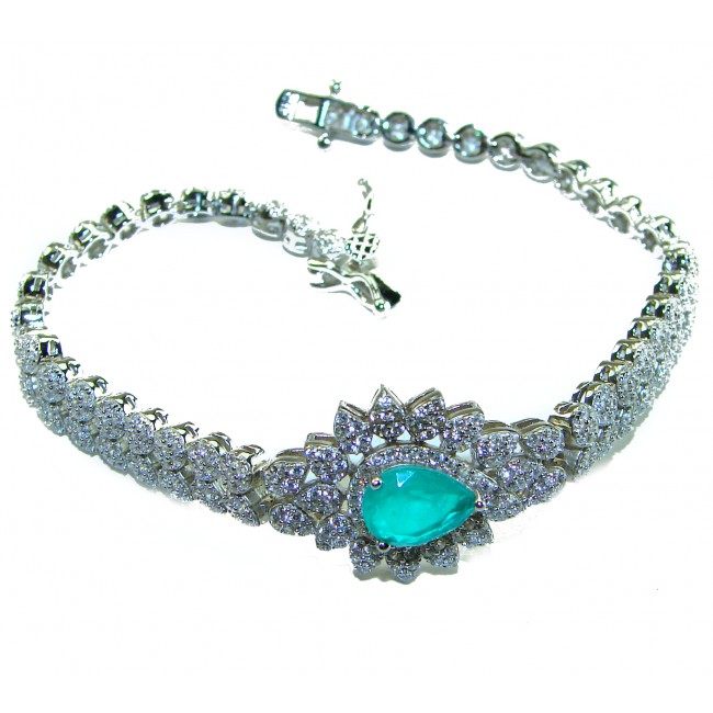 Born to Glam authentic 7.9 carat Colombian Emerald .925 Sterling Silver handcrafted Statement Bracelet
