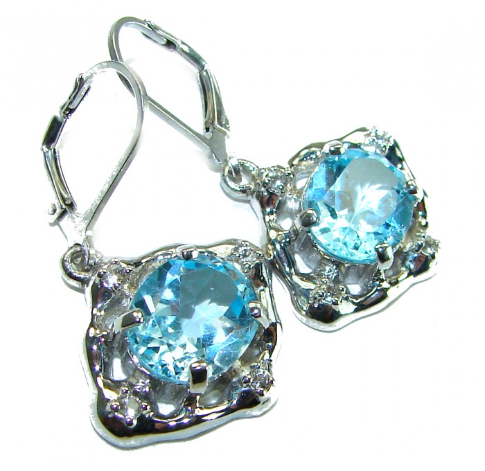 Pacifica 7.5 carat authentic Blue Topaz .925 Sterling Silver Handcrafted Earrings
