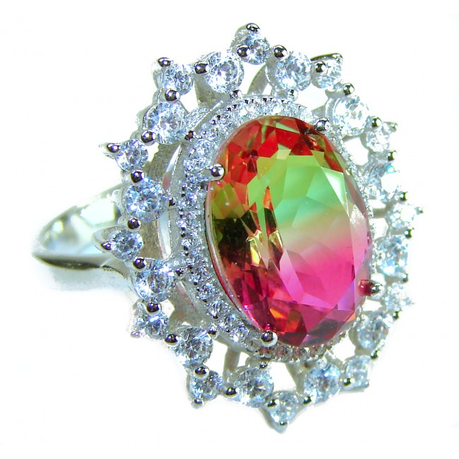 Magnificent 11.2 carat oval cut Pink Tourmaline .925 Silver handcrafted Cocktail Ring s. 8 1/4