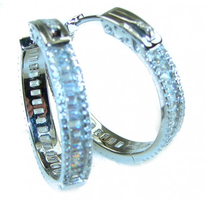 Allure Natural 8.2 carat White Topaz .925 Sterling Silver handcrafted hoop earrings