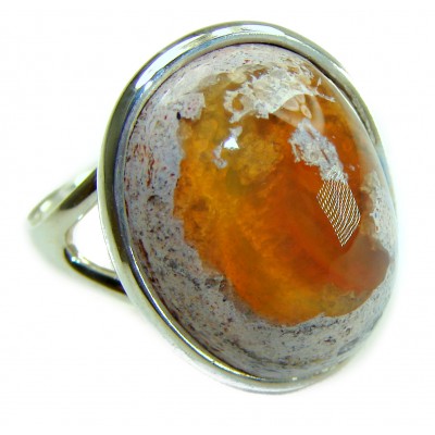 Orange Galaxy best quality 26.4 carat Mexican Opal .925 Sterling Silver handmade ring 9