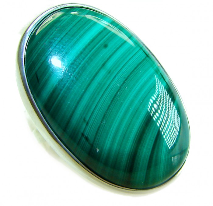 39.2 CARAT genuine Malachite from Utah .925 Sterling Silver handcrafted ring size 8 adjustable