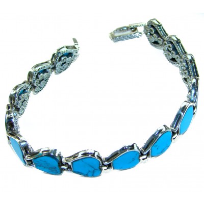 Fantastic inlay Turquoise Marcasite .925 Silver handmade double-sided Bracelet