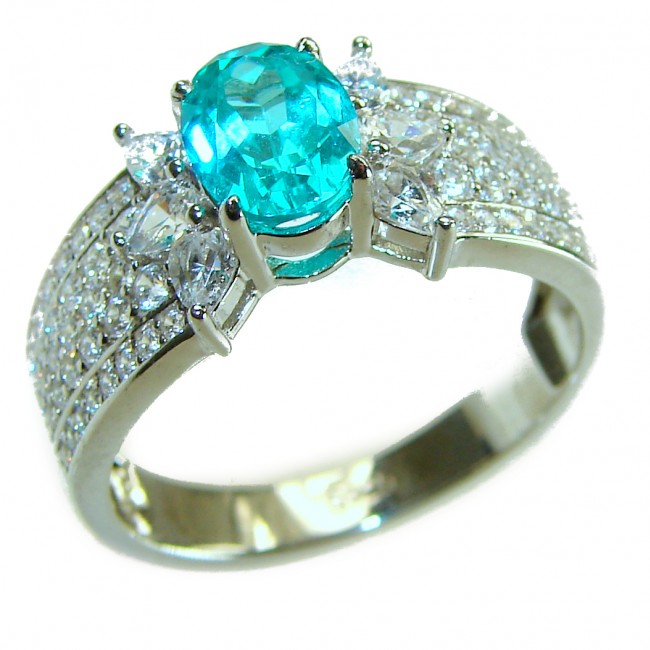 Wonderland 2.4 carat Paraiba Tourmaline .925 Sterling Silver Handcrafted Ring size 9