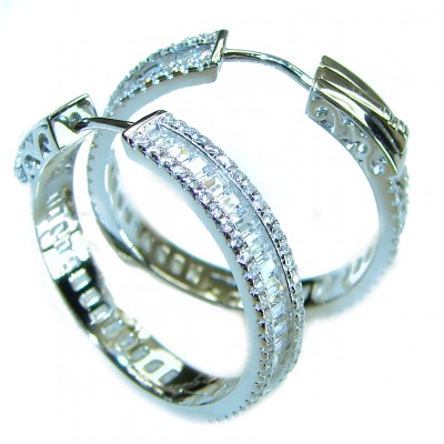 Allure Natural 8.2 carat White Topaz .925 Sterling Silver handcrafted hoop earrings