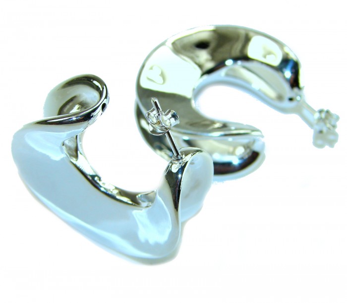 LARGE - EXTRAVAGANZA - Highly Polished Fancy .925 Sterling Silver Italy made Earrings