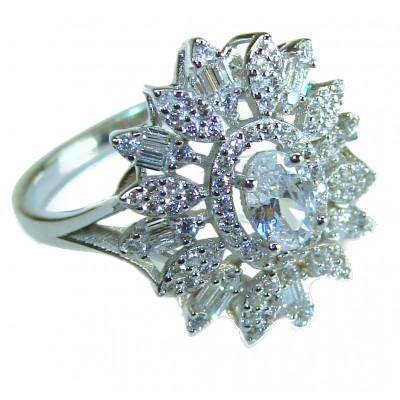 LUXURIOUS 10.2 carat White Topaz .925 Sterling Silver handcrafted Ring s. 7